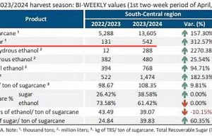 4月上半月巴西产糖54万吨 同比增312% 低于业界预估