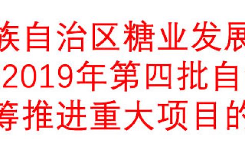 广西糖办关于申报2019年第四批自治区层面统筹推进重大项目的函