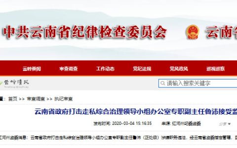 云南省政府打击走私综合治理领导小组办公室专职副主任鲁沛接受监察调查