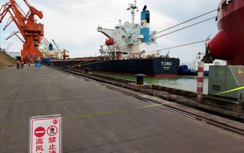 中商糖业公司进口首批巴西原糖抵港卸货