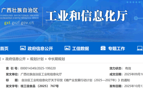 重磅！广西关于印发《糖产业发展行动计划（2025—2027年）》的通知
