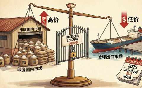 印度150万吨糖出口配额仅出口了1万吨！国内国际糖价倒挂 出口目标难完成