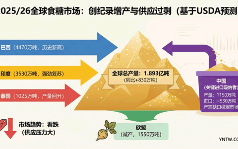 USDA重磅预测：2025/26榨季全球食糖产量激增830万吨  过剩格局确立