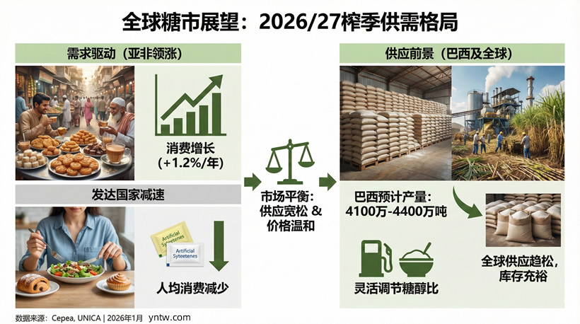巴西产糖量将创新高!指望亚、非新兴市场引领全球食糖消费增长