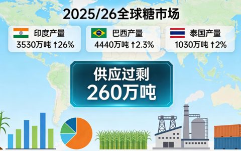 荷兰合作银行重磅预测：2025/26年度全球糖市过剩260万吨，价格面临下行压力