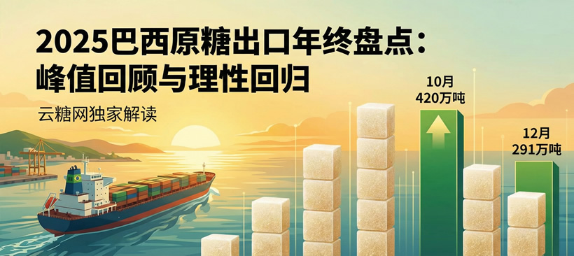 定格！巴西2025年原糖出口3383万吨 呈现量价齐跌态势