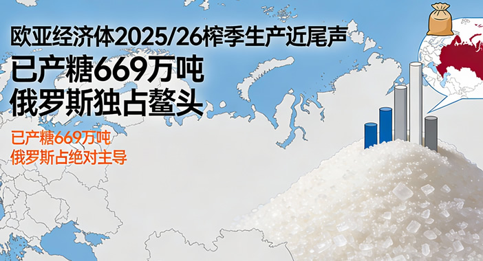 欧亚经济体2025/26榨季生产尾声 已产糖669万吨 俄罗斯独占鳌头
