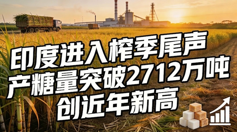 印度进入榨季尾声，截至3月底产糖2712万吨，同比增9.07%创近年新高