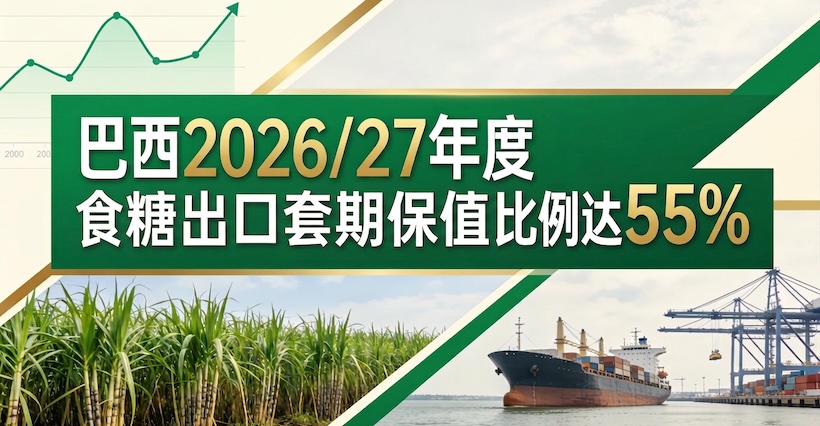 巴西糖厂2026/27年度食糖出口套期保值比例达55%