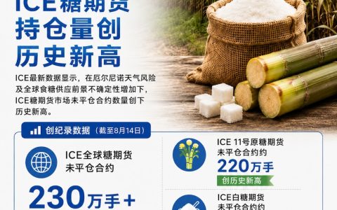 ICE原糖期货未平仓合约突破220万手创历史新高，糖价波动或加剧！