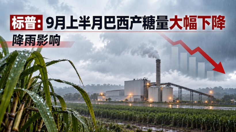 标普：巴西9月上半月产糖量同比大降42.5%，降雨拖延甘蔗压榨