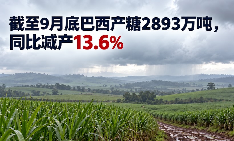 巴西:已产糖2893万吨,同比减产13.6%;9月下半月产糖量同比下降6%